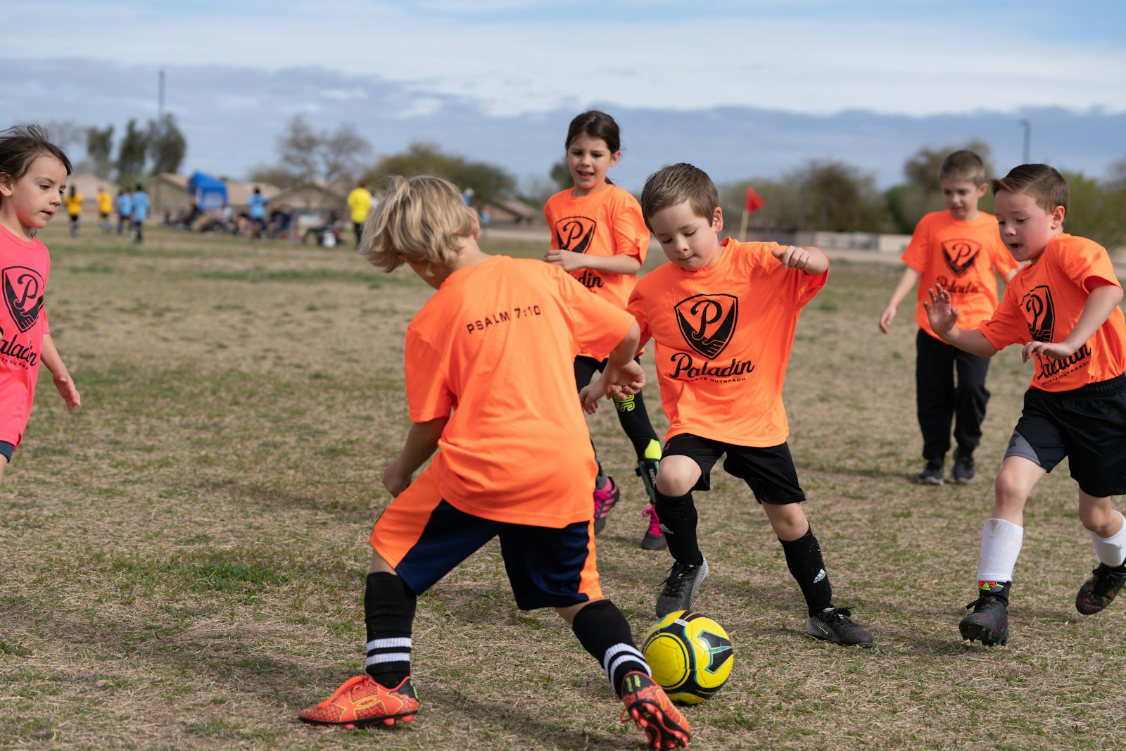 Children playing football